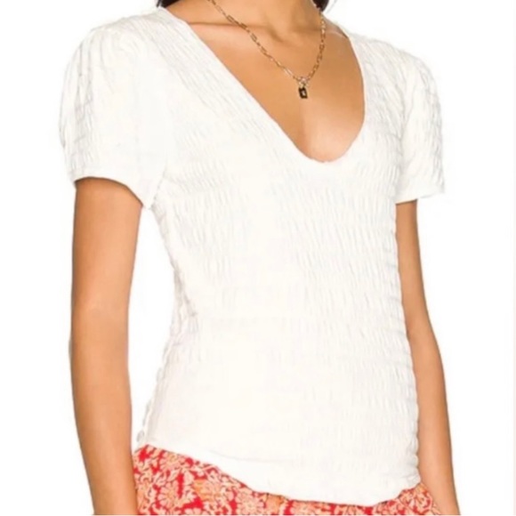 Free People Sugar Cube White Smocked Top - Picture 8 of 9